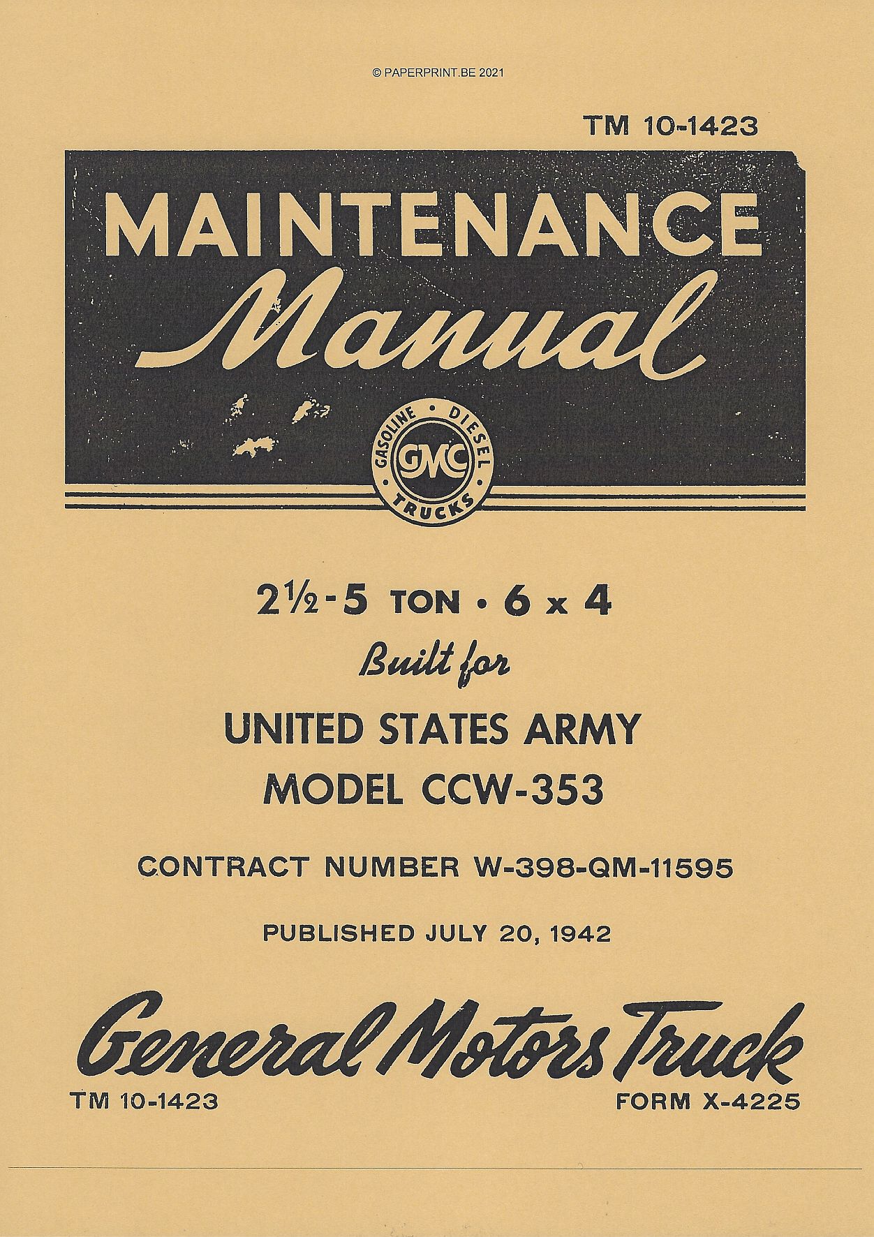 TM 10-1423 US 2½ - 5 TON 6x4 GMC CCW-353 MAINTENANCE MANUAL